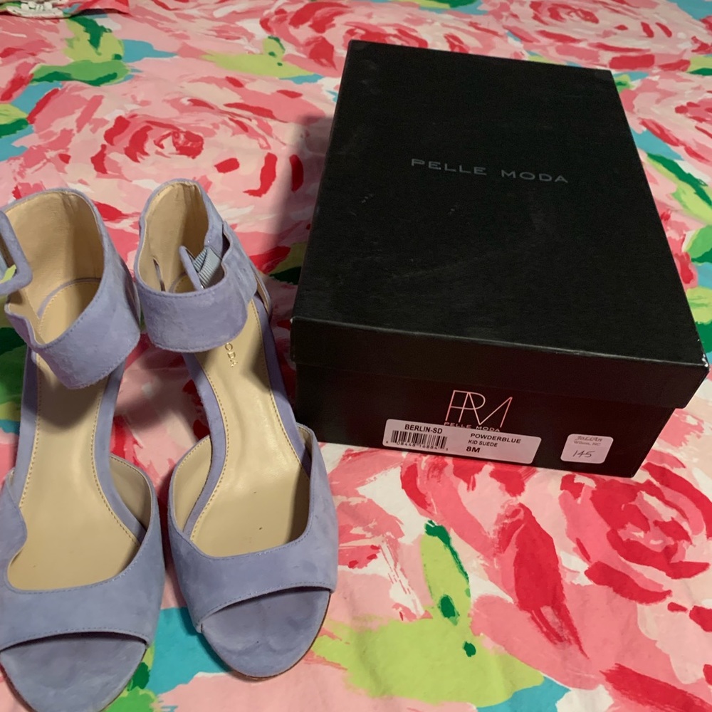 Powder blue suede